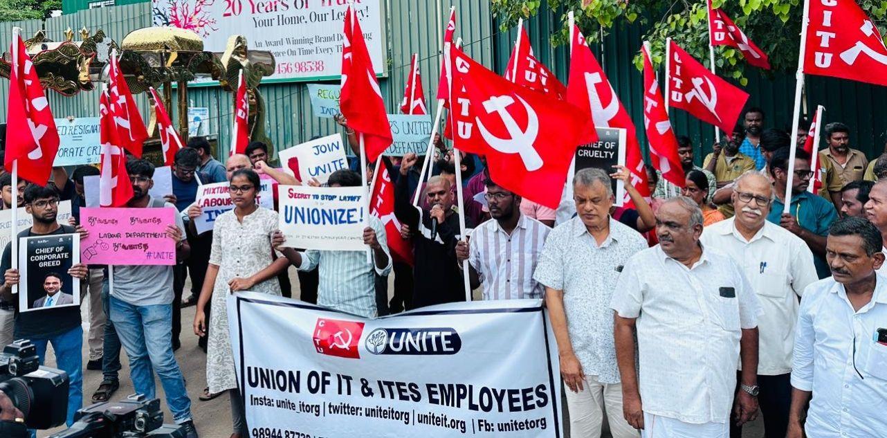 TCS layoffs protest in Chennai