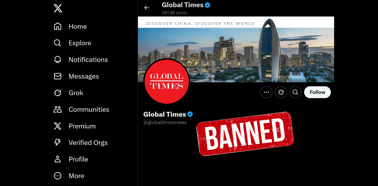 India blocks Global Times X account