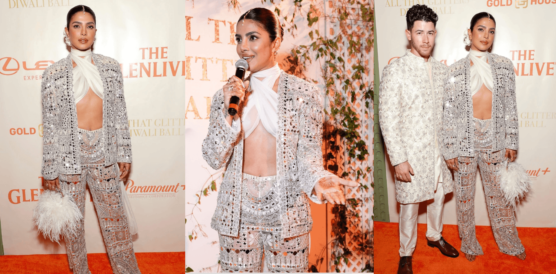 Priyanka & Nick Twin in Ivory Glam at NYC Diwali Bash