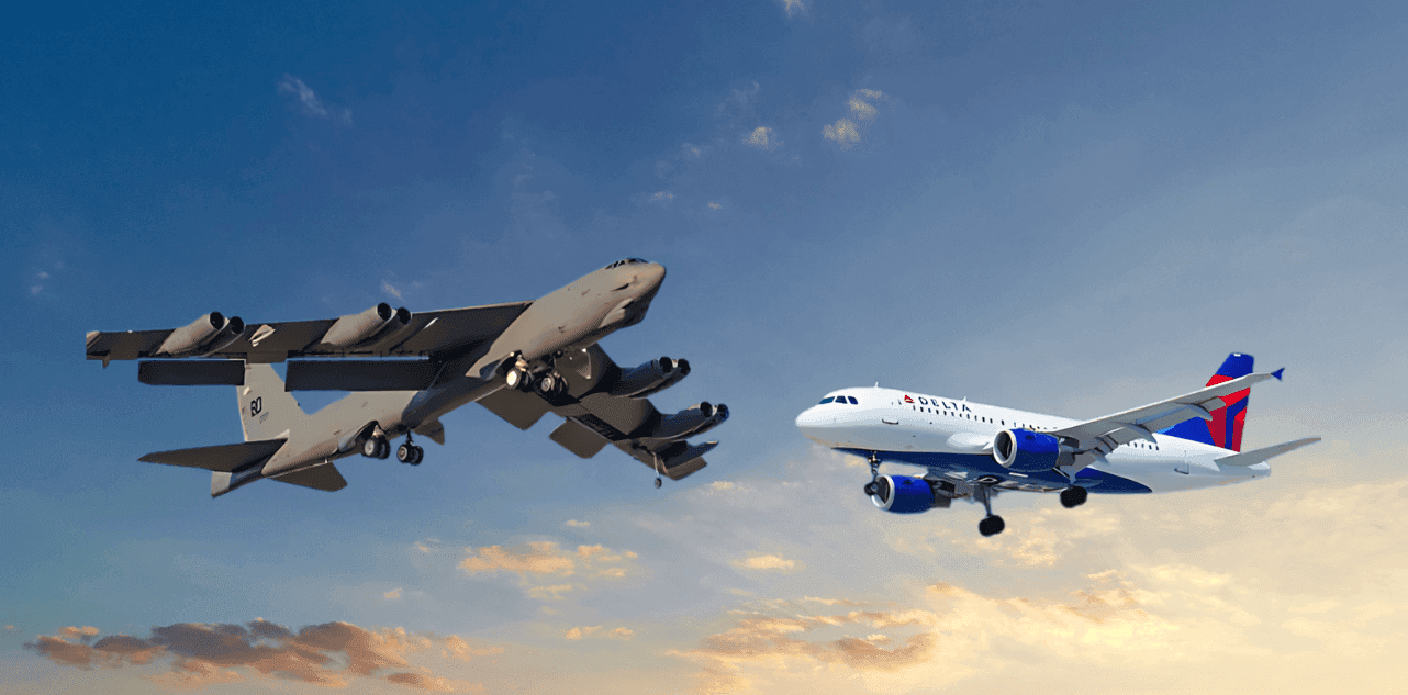 Delta Flight and a US Military B-52 Bomber