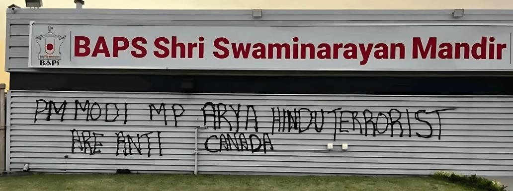 BAPS Mandir Vandalized in California with Anti-Hindu Messages
