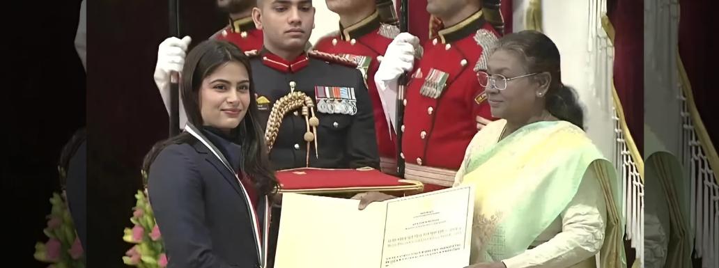 Manu Bhaker and D Gukesh Receive Khel Ratna Award from President Droupadi Murmu