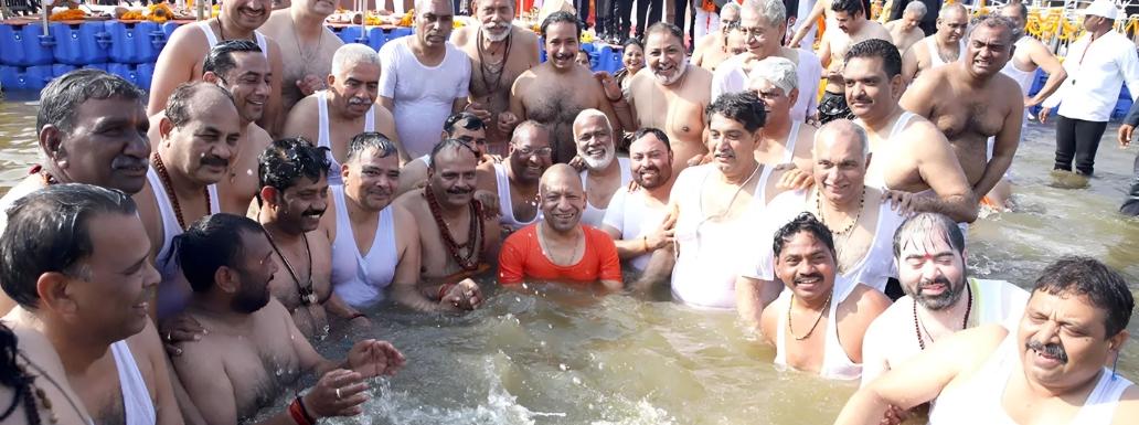 CM Yogi Adityanath Takes Holy Dip in Sangam at Maha Kumbh After Crucial Cabinet Meetings