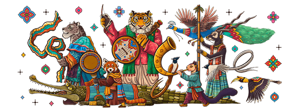 Google Doodle! Celebrating India’s 76th Republic Day with Vibrant Wildlife-Themed Artwork