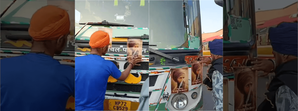 Dal Khalsa Activists Paste Bhindranwale Photos on Buses from Himachal
